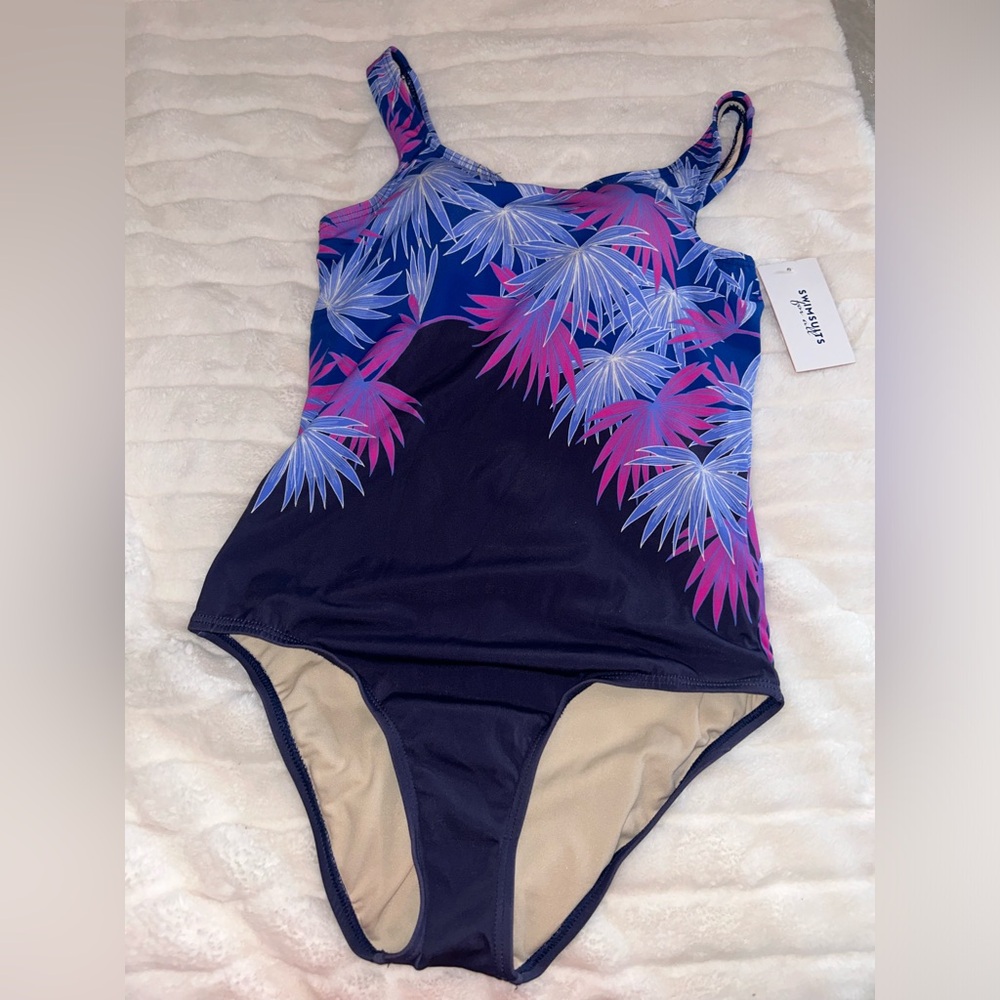 BNWT Swimsuits For All Navy and Purple One Piece